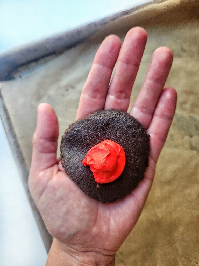 add the cheesecake filling into the cookie dough